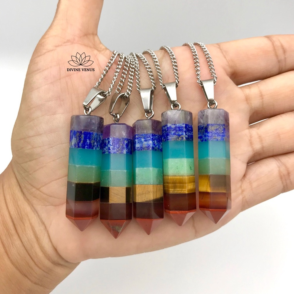 7 Chakra Pendulum Necklace - Picture 3 of 8